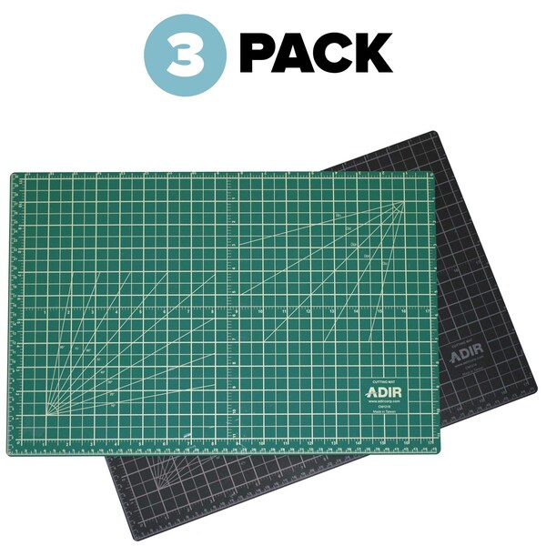 12"x 18"Self Healing Reversible Cutting Mat, Green/Black, PK3